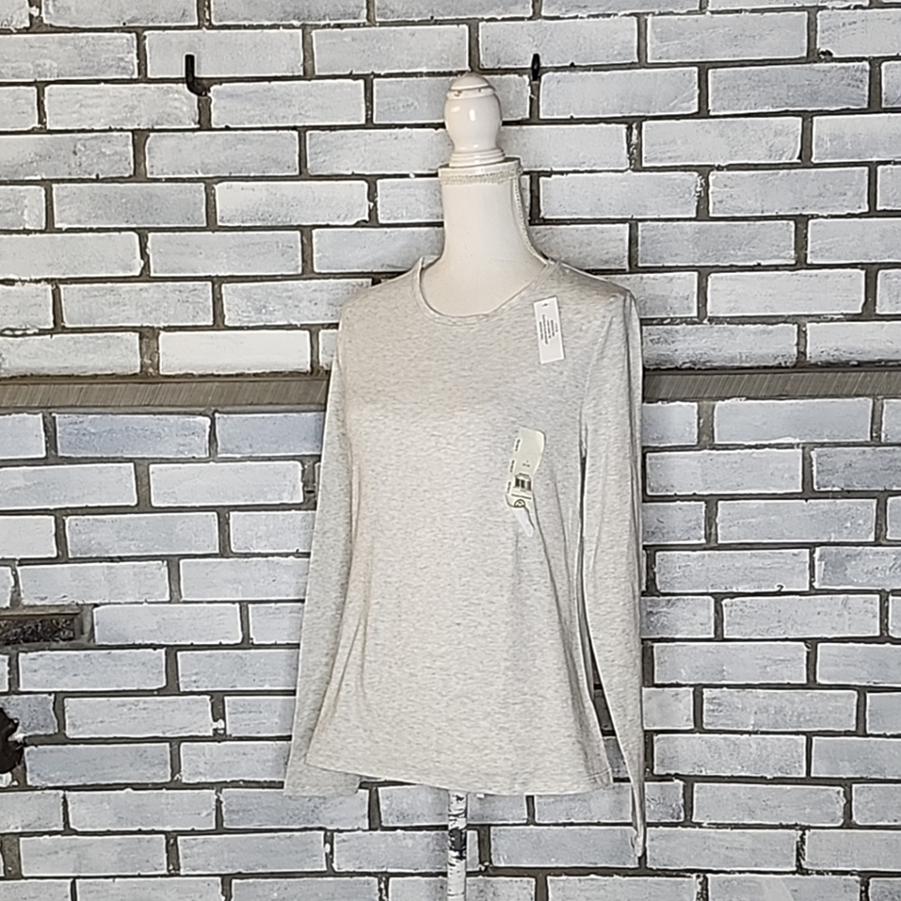 NWT No Boundaries Women's Long Sleeve Cotton Blend T-Shirt Size L (12-14) Gray